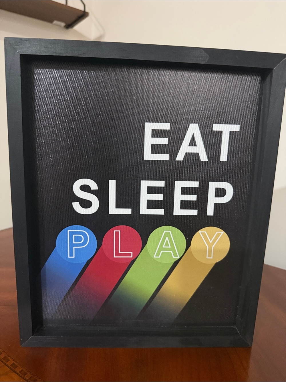 EAT SLEEP PLAY Framed Wall Art - Black with Multicolor Accents